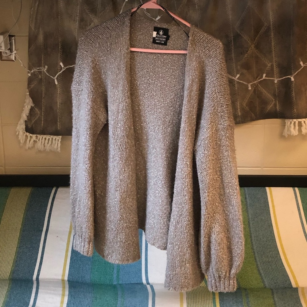 SUPER WARM VOLCOM TAN CARDIGAN - Picture 1 of 1